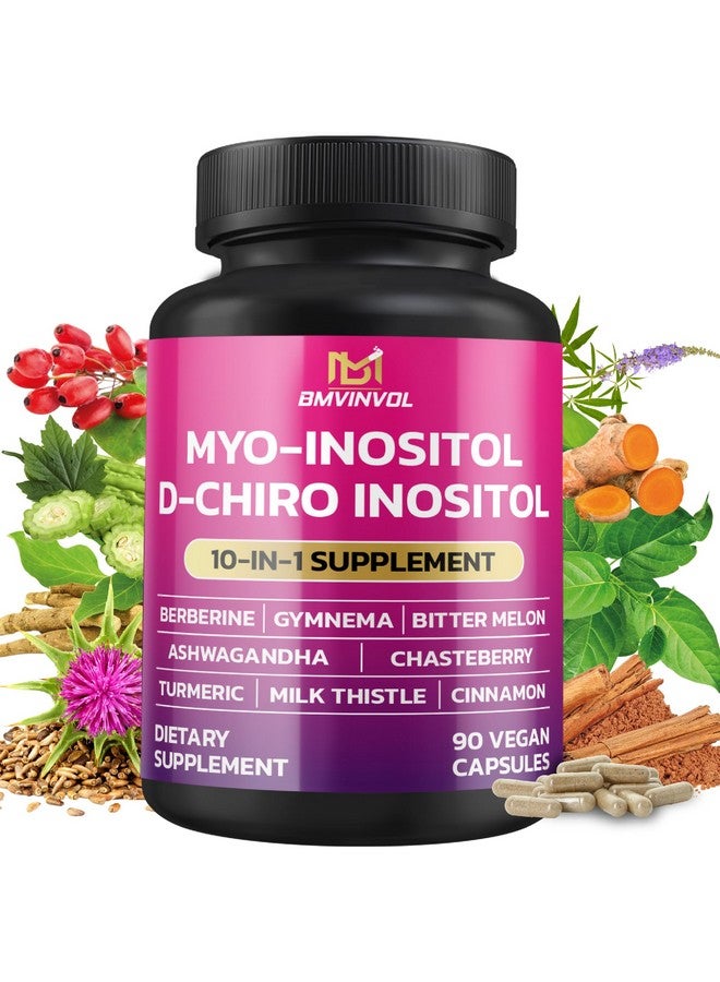 BMVINVOL BMVINVOL Inositol Supplement - Myo-Inositol and D-Chiro Inositol Ideal 40:1 Ratio - Plus Berberine, Cinnamon, Ashwagandha + 5 More - 90 Capsules - Image 1