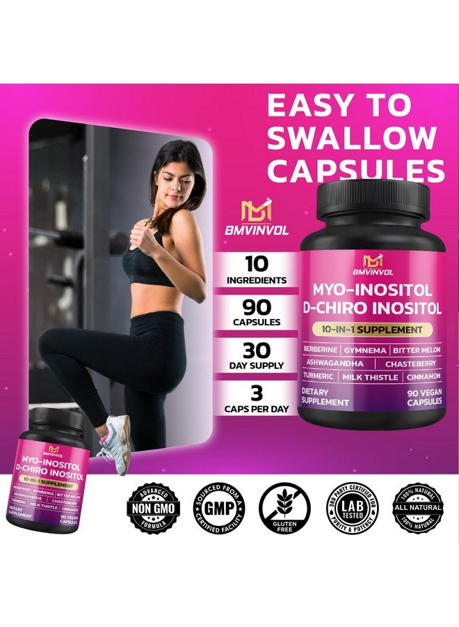 BMVINVOL BMVINVOL Inositol Supplement - Myo-Inositol and D-Chiro Inositol Ideal 40:1 Ratio - Plus Berberine, Cinnamon, Ashwagandha + 5 More - 90 Capsules - Image 5