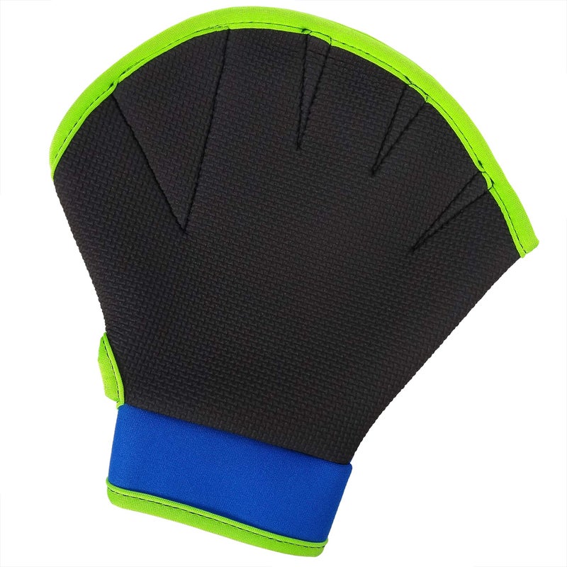 Flow Swim Gear Flow Swimming Resistance Gloves - Webbed Gloves for Water Aerobics, Aquatic Fitness, and Swim Training (Blue/Green, Large) - Image 2