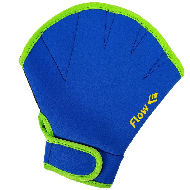 Flow Swim Gear Flow Swimming Resistance Gloves - Webbed Gloves for Water Aerobics, Aquatic Fitness, and Swim Training (Blue/Green, Large) - Image 1