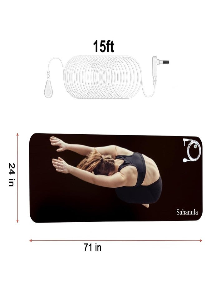 Sahanula Grounding Yoga Mat - Exercise Fitness Pad, 71x24 Inch Upgraded Non-Slip Grounding Pad with 15ft Cord, Earth Connected Mats for Yoga Sleep Work Meditation Anxiety Reduction - Image 2