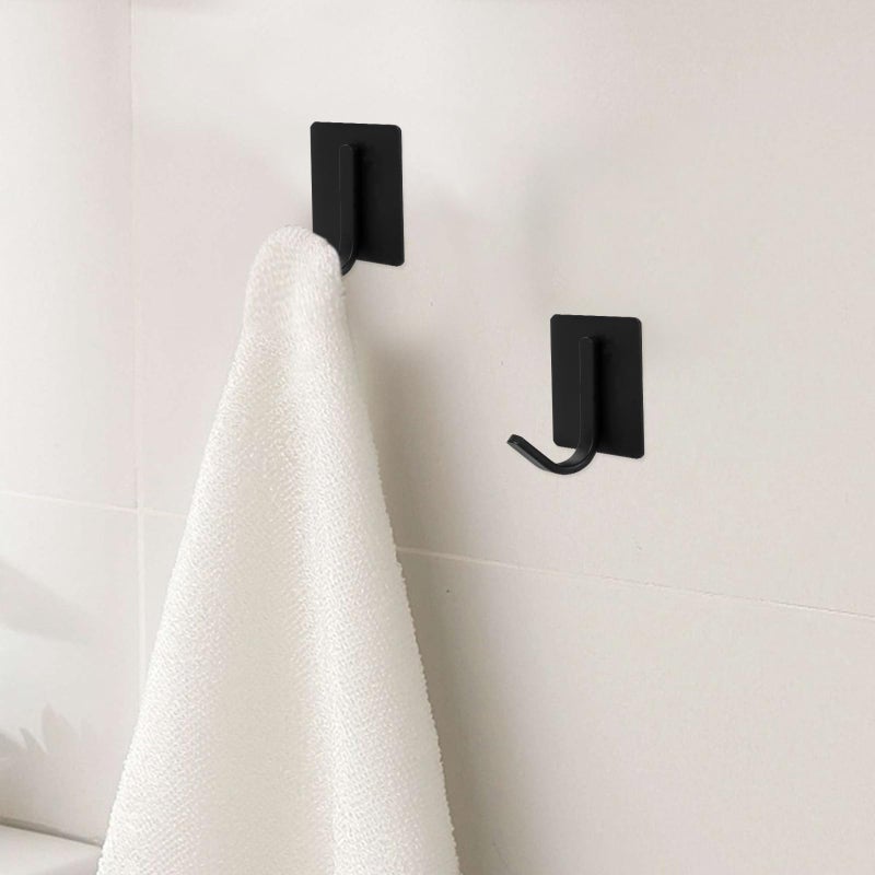 6Pcs Black Carbon Steel Wall Hooks Heavy Duty Adhesive No Drill Storage Solution - Image 4