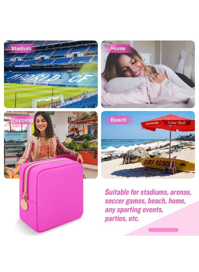 Iqimott حقيبة مكياج وردية ساخنة حقيبة مكياج نيلون صغيرة، حقيبة تجميل صغيرة أنيقة، حقيبة مكياج مدمجة، حقيبة أدوات النظافة، حقيبة عملة سفر بسحاب مقاومة للماء، حقيبة تخزين للفوط الصحية للنساء والفتيات والمراهقات - Image 4