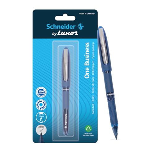 Luxor Schneider, One Business Roller Ball Pen - Blue, 0.6 mm, 2200 mtrs writing length, Waterproof Ink, Consistent ink flow, Ideal for Professionals & Office essential - Image 1