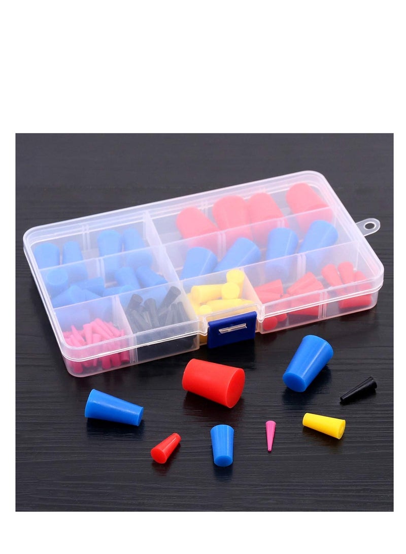 SOLARAE 100Pcs Silicone Rubber Tapered Plug Assortment Kit, Silicone Rubber Tapered Plug, lab Rubber stoppers for Masking Off Holes During Powder Coating, Non-Toxic, Flexible, Reusable (100Pcs) - Image 5