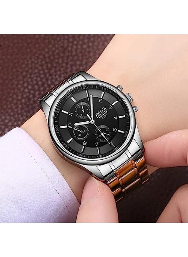 BOSCH Men's Wrist Watch, Men's Stainless Steel Watch, Casual Business Watches Men with Luminous Pointer, 30M Waterproof Luxury Watches, Numerals Dial Dress Watch for Men - Image 4