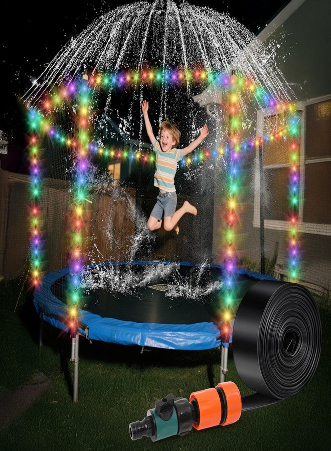 IPOOLTENG Trampoline Sprinkler with Lights - Trampoline Lights & Water Sprinkler, 16 Colors, Remote Control, Waterproof Trampoline Accessories, Non-Damaging Design, Fits 8-12FT - Image 1