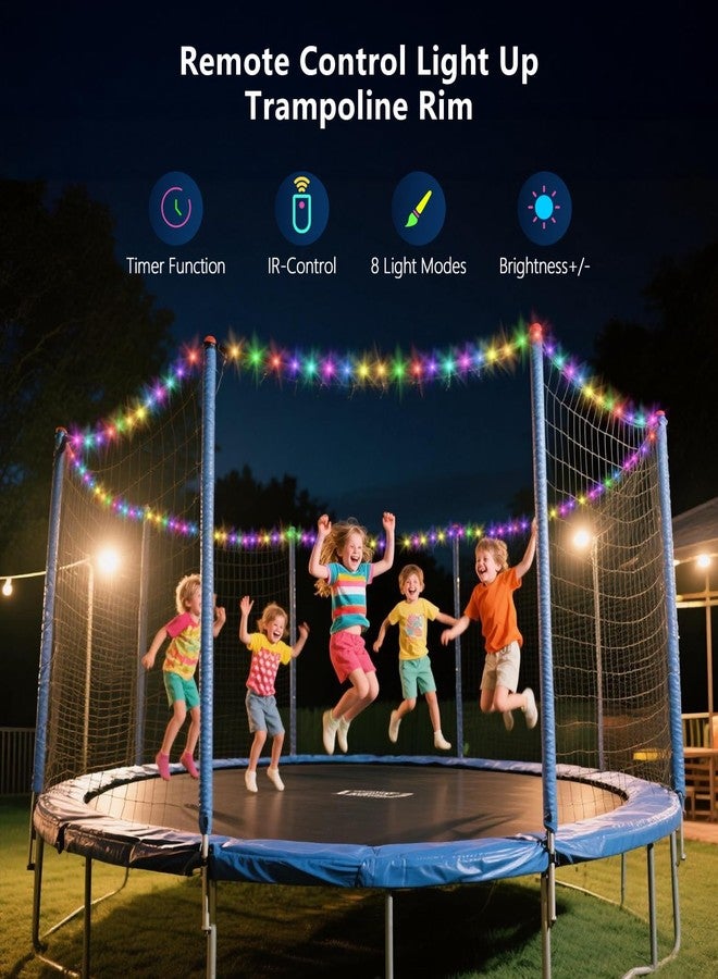 IPOOLTENG Trampoline Sprinkler with Lights - Trampoline Lights & Water Sprinkler, 16 Colors, Remote Control, Waterproof Trampoline Accessories, Non-Damaging Design, Fits 8-12FT - Image 2