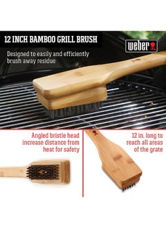 Weber Weber Bamboo Grill Brush Black/silver 30 cm S, 6275 | Premium Grilling accessory  - Image 4