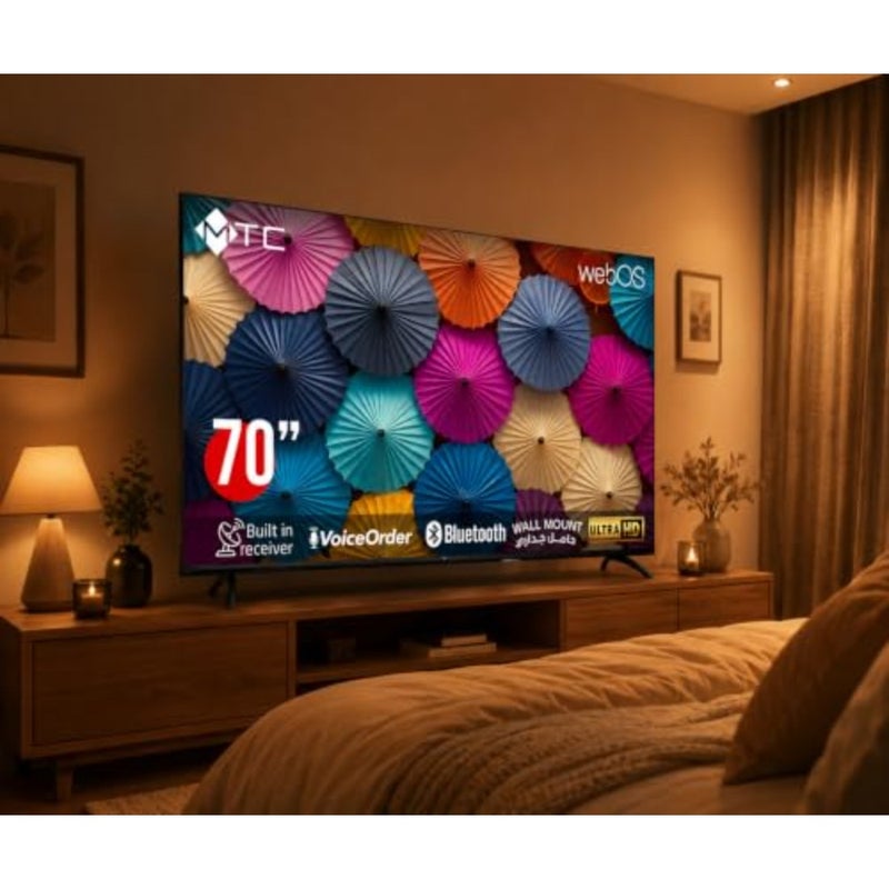 70 Inch 4K Smart DLED TV for living room use, plastic housing, black color, ultra HD display with voice control and webOS platform - Image 4