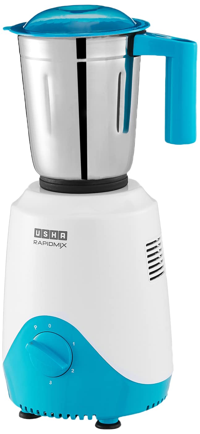 Usha يوشا رابيدميكس 500 واط محرك نحاسي خلاط مطحنة مع 3 جرار وضمان المنتج لمدة 2 سنة وضمان المحرك لمدة 5 سنوات (سي غرين/أبيض), 500 واط - Image 2