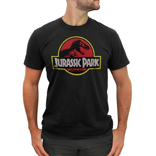 Jurassic Park Men’s Big Classic Movie Logo T-Shirt, Black, X-Large - Image 1