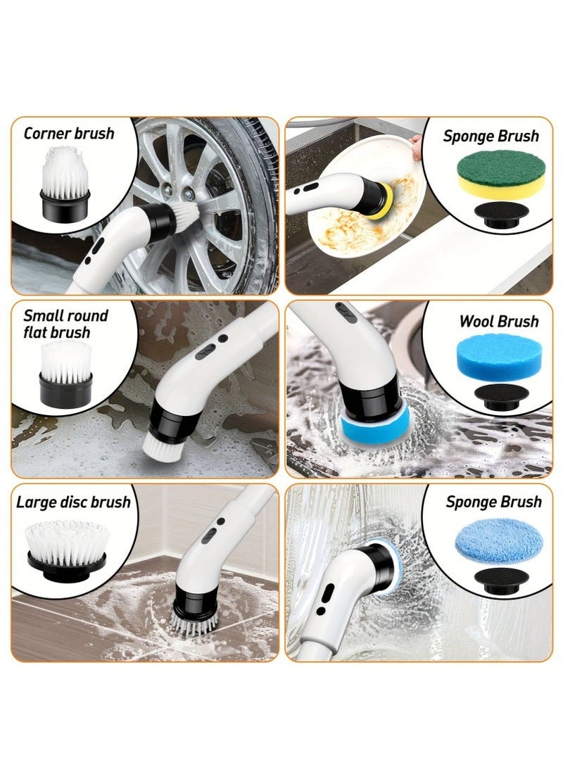 Multi-Function Electric Cleaning Brush Multifunctional Household with Adjustable Extension Handle, Wireless Electric Rotatable Brush For Bathroom Kitchen Toilet Cleaning Brush with 9 Interchangeable Drill Brush Heads - Image 3