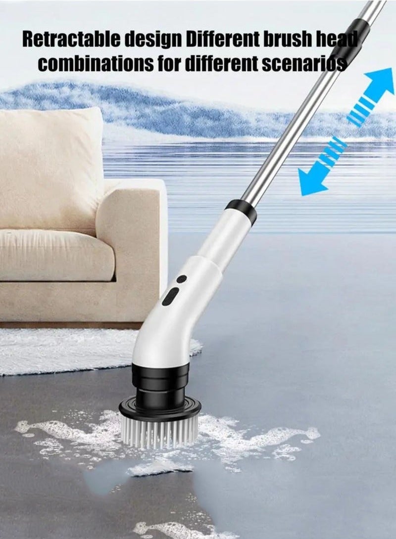 Multi-Function Electric Cleaning Brush Multifunctional Household with Adjustable Extension Handle, Wireless Electric Rotatable Brush For Bathroom Kitchen Toilet Cleaning Brush with 9 Interchangeable Drill Brush Heads - Image 4
