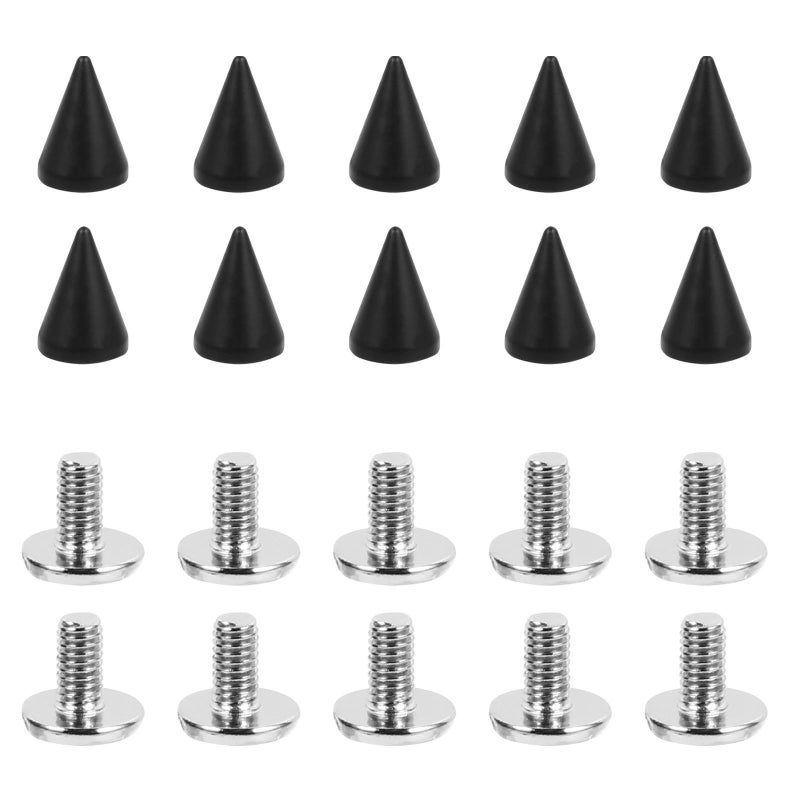 Sewchics Leather Craft Screw Rivets Cone Shape Metal 7x10mm 20pcs For Handbag Shoes Belts Diy Accessories Bright Black - Image 2