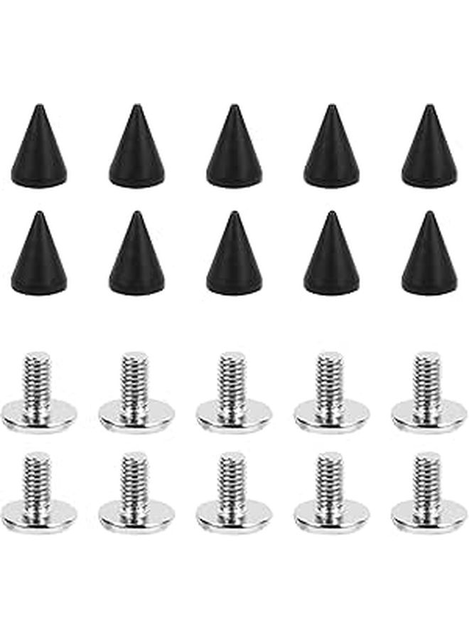 Sewchics Leather Craft Screw Rivets Cone Shape Metal 7x10mm 20pcs For Handbag Shoes Belts Diy Accessories Bright Black - Image 1