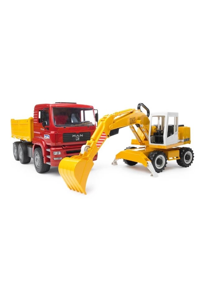 Bruder Man Tipping Truck With Liebherr Bucket Excavator (116)  - Image 1