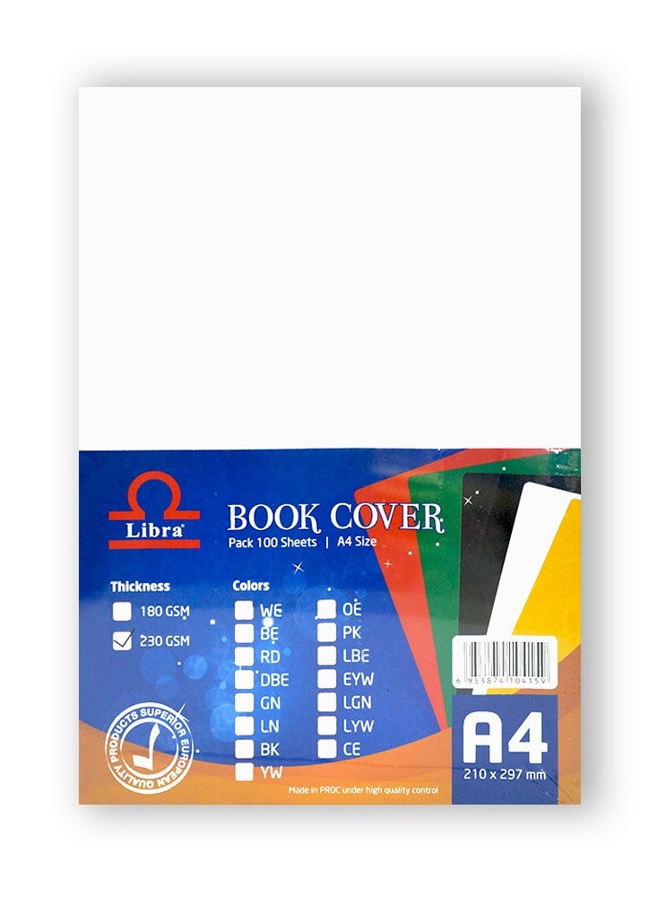 Libra غلاف كتاب جلد مزخرف لوح A4 230gsm أبيض 100 ورقة - Image 2