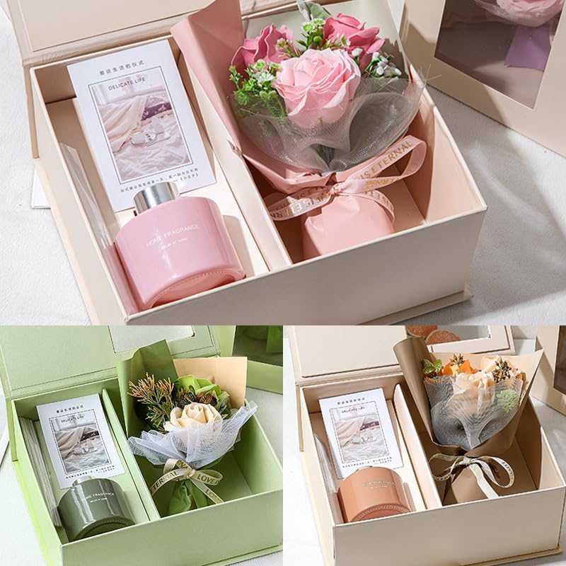 Makbeaty مجموعة معطر القصب، مجموعة هدايا معطرة، هدايا زهرية للنساء، مجموعات هدايا للنساء، هدايا استرخاء صندوق هدايا متعدد الأغراض مجموعة أفكار هدايا عيد ميلاد فريدة، للأم، الزوجة، الأخت، أفضل صديقة - Image 5