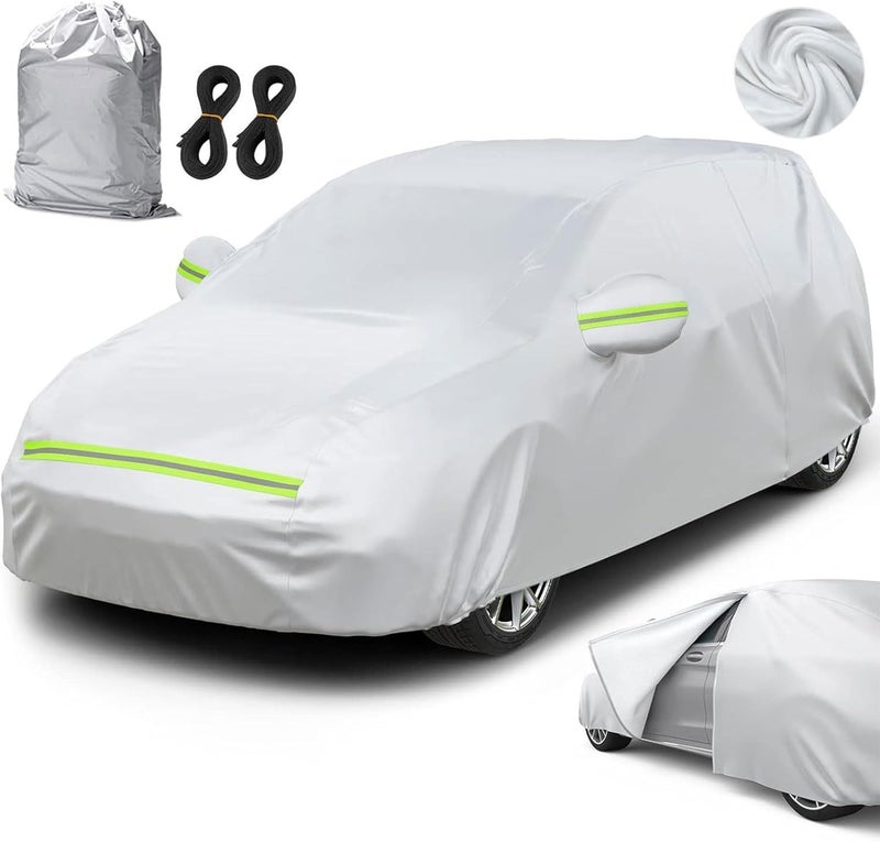 YSOAE Car Cover Waterproof, Hatchback/Sedan/SUV All Weather for Automobiles, Full Exterior Covers with Zipper Cotton, Outdoor Sun Snow Protection Universal (For Hatchback M) - Image 1