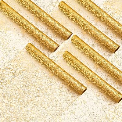 Chumia Chumia 12 Pieces Gold Table Runner 12 Inch x 7 ft Table Runner Roll Sequin Glitter Table Runner Metallic Thin Mesh Gold - Image 1