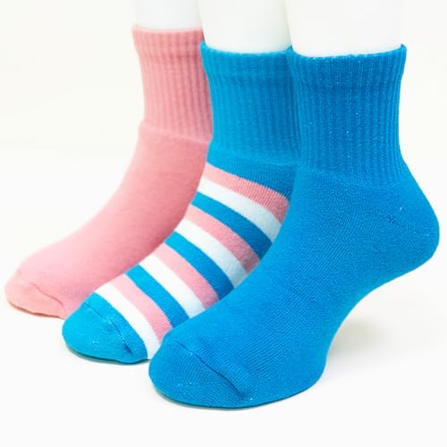 FOOTPRINTS Bamboo Terry Kids Socks | Anti-Odor & Anti-Bacterial | Full-Length | Breathable & Cushioned | Blue & Pink | Pack of 3 - Image 3