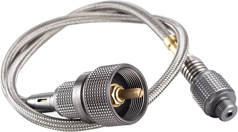 camping moon CAMPINGMOON Camping Gas Stove Adapter with Extent Hose, Inlet: 16oz/1Lb Small Propane Tank, Outlet: EN417 Lindal Valve Z22/Z16 - Image 1