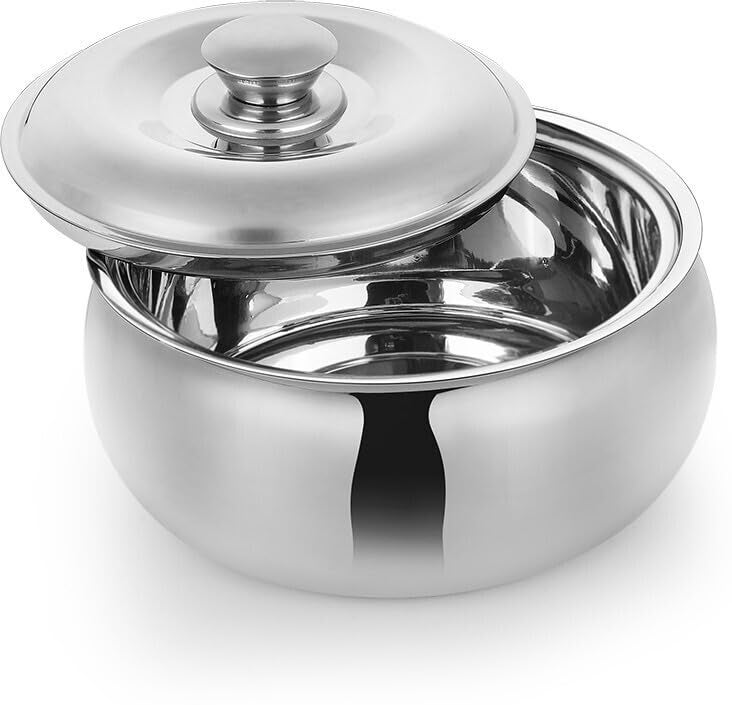 CLASSIC ESSENTIALS Stainless Steel Tripot Double Wall Insulated Belly Casserole Serve Casserole (1500 ml), Silver - Image 1