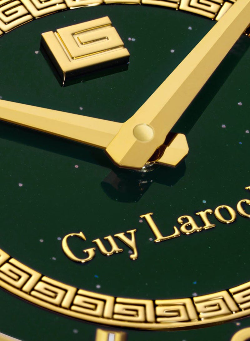 Guy Laroche Sacha 32mm Ladies Swiss Quartz Watch with Green Glitter Mother-of-Pearl Dial, Gold-Plated Bracelet & Sapphire Glass - Image 3
