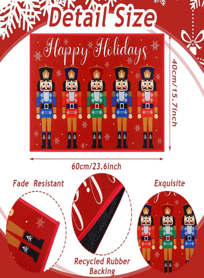 Minatee Nutcracker Doormat Happy Holidays Doormat Washable Non Slip Floor Rugs Christmas Soldier Floor Mat for Front Porch Door Bathroom 24 x 16 Inches(Classic Style) - Image 2