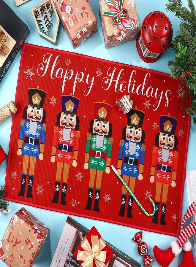 Minatee Nutcracker Doormat Happy Holidays Doormat Washable Non Slip Floor Rugs Christmas Soldier Floor Mat for Front Porch Door Bathroom 24 x 16 Inches(Classic Style) - Image 3