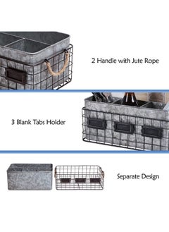NIKKY HOME NIKKY HOME Farmhouse Utensil Caddy for Parties, Flatware Caddy for Countertop, Rustic Galvanized Silverware Cutlery Caddy with Napkin Holder for Kitchen, Dining, Outdoors, Picnics, Parties - Silver  - Image 4