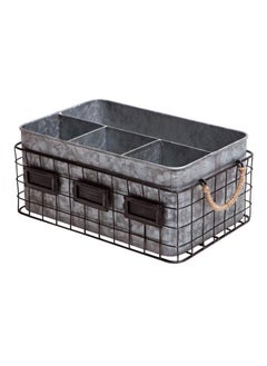 NIKKY HOME NIKKY HOME Farmhouse Utensil Caddy for Parties, Flatware Caddy for Countertop, Rustic Galvanized Silverware Cutlery Caddy with Napkin Holder for Kitchen, Dining, Outdoors, Picnics, Parties - Silver  - Image 1