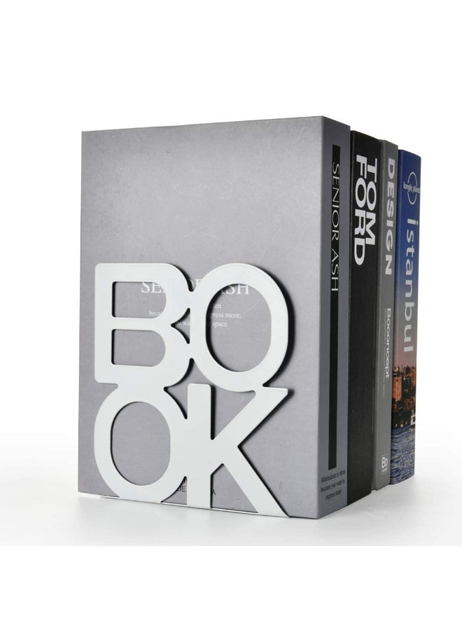 Decorative Metal Bookends, Heavy Duty L-Shape Book End Pair, Non-Slip Shelf Holder for Home Office - Image 5