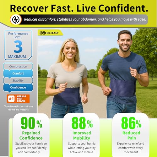 BLITZU Umbilical Hernia Belt for Men & Women, Abdominal Binder Adjustable Truss Support with 2 Compression Pads for Naval, Ventral, Incisional, Epigastric, Belly Button Hernias, Pre Post Surgery XXL - Image 5