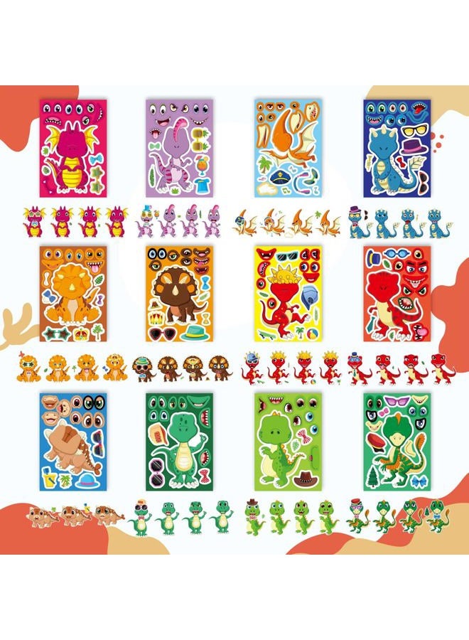DUJAA 24 PCS Dinosaur Sticker for Kids, Make Your Own Dinosaur Sticker Sheets 12 Design Boy Girl Toddlers Stickers, Dinosaur Party Favors Supplies Art Craft, Birthday Gift, Teacher Classroom Reward - Image 5