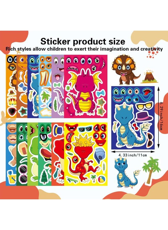 DUJAA 24 PCS Dinosaur Sticker for Kids, Make Your Own Dinosaur Sticker Sheets 12 Design Boy Girl Toddlers Stickers, Dinosaur Party Favors Supplies Art Craft, Birthday Gift, Teacher Classroom Reward - Image 3