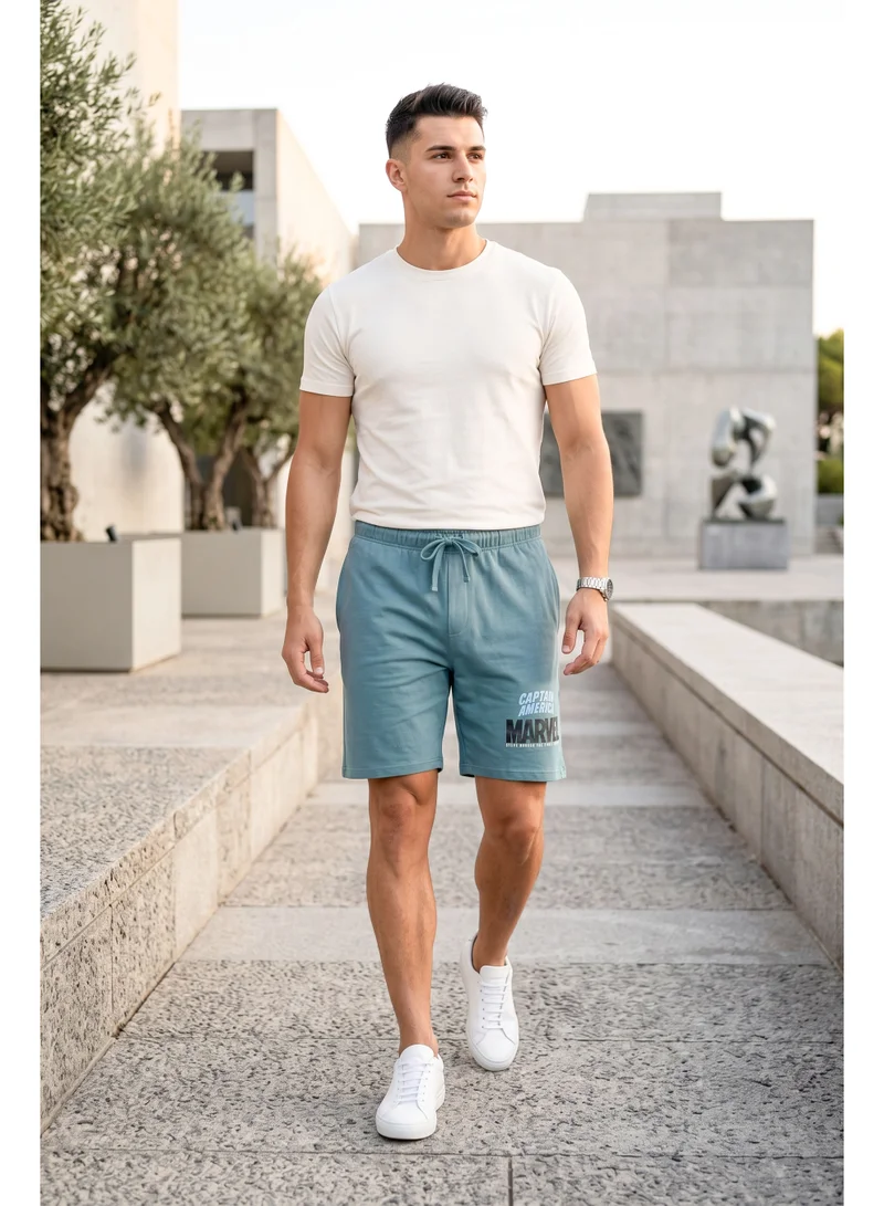 Marvel  Men’s Captain America Marvel Lounge Shorts – Teal for Men | Best Price UAE