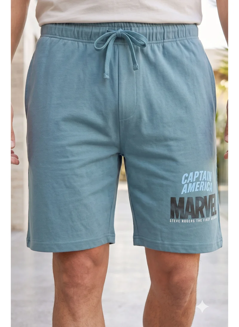 Marvel  Men’s Captain America Marvel Lounge Shorts – Teal for Men | Best Price UAE
