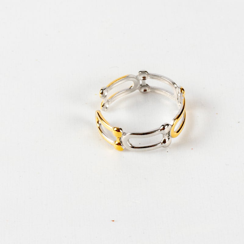 ذا بلاك بيرل اكسسوريز خاتم أستانليس ستيل فري سايز ذهبي × فضي - Image 3