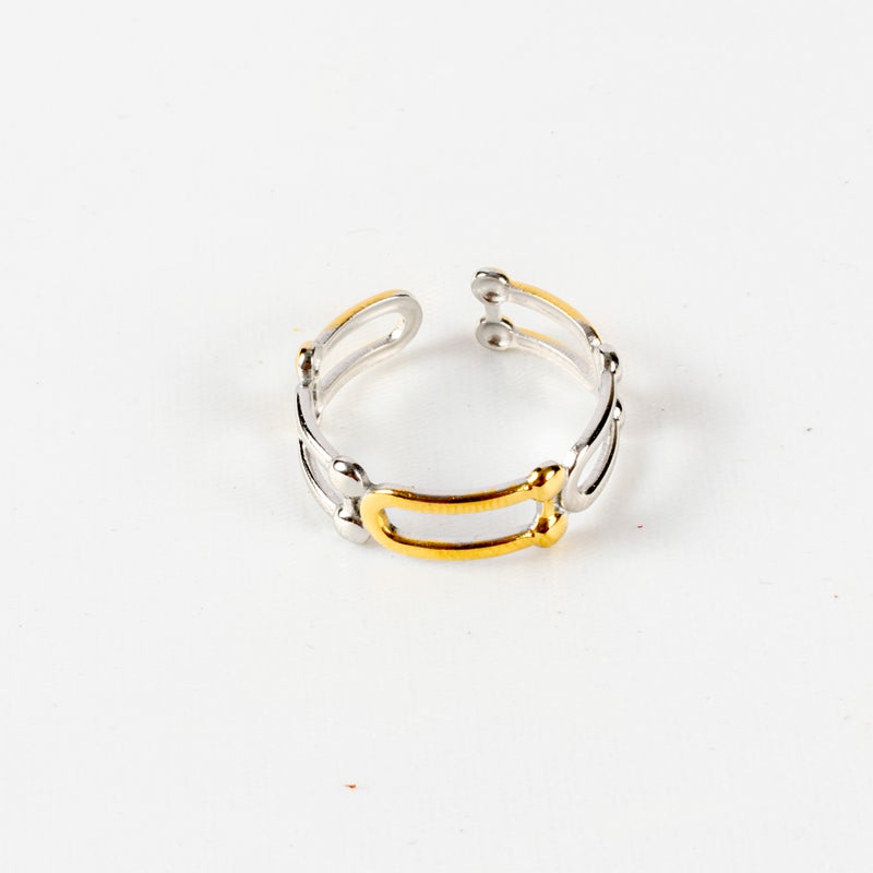 ذا بلاك بيرل اكسسوريز خاتم أستانليس ستيل فري سايز ذهبي × فضي - Image 2