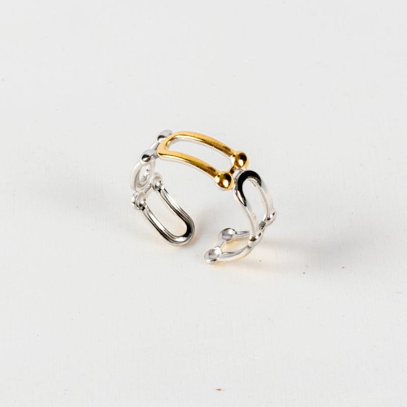 ذا بلاك بيرل اكسسوريز خاتم أستانليس ستيل فري سايز ذهبي × فضي - Image 1