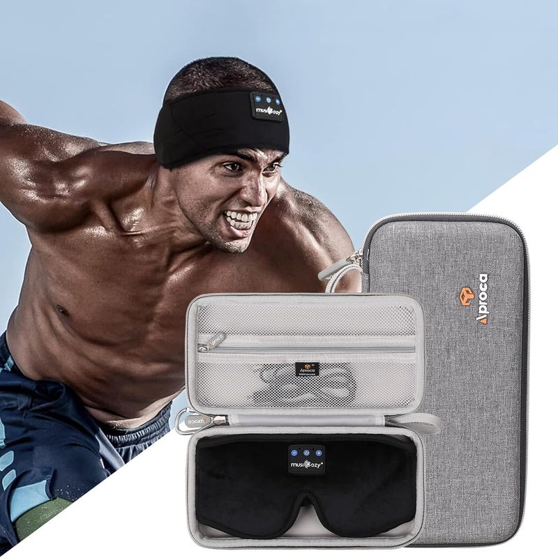Aproca حافظة سفر صلبة لحماية سماعات موسيكوزي للنوم مع رباط رأس وسماعات للنوم وقناع للعينين - Image 4