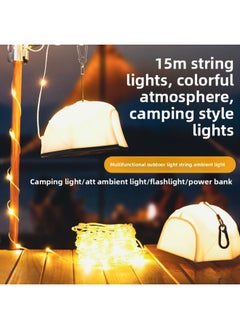 Generic Multi-functional Camping Light Atmosphere Light Rechargeable Multi-gear Adjustable String Light Long Endurance Waterproof Tent Light-Color:10.2m Ma  - Image 2
