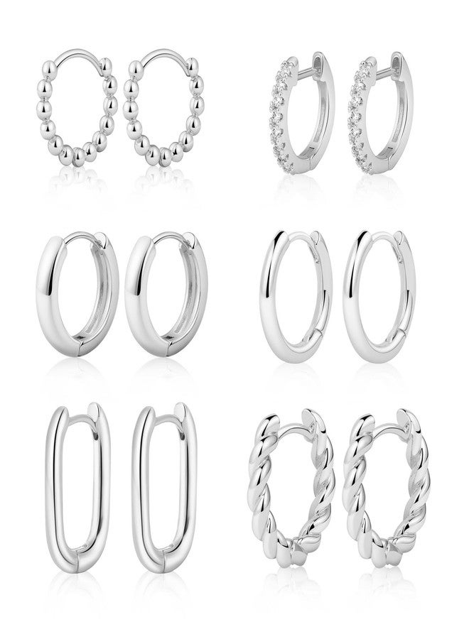 MIDEEO Gold/Sliver Chunky Hoop Earrings Set for Women, 14K Gold Plated Twisted Huggie Hoop Earring Hypoallergenic Thick Open Lightweight Chunky Hoop Earrings Jewelry for Gifts, 15mm, Brass, No - Image 1