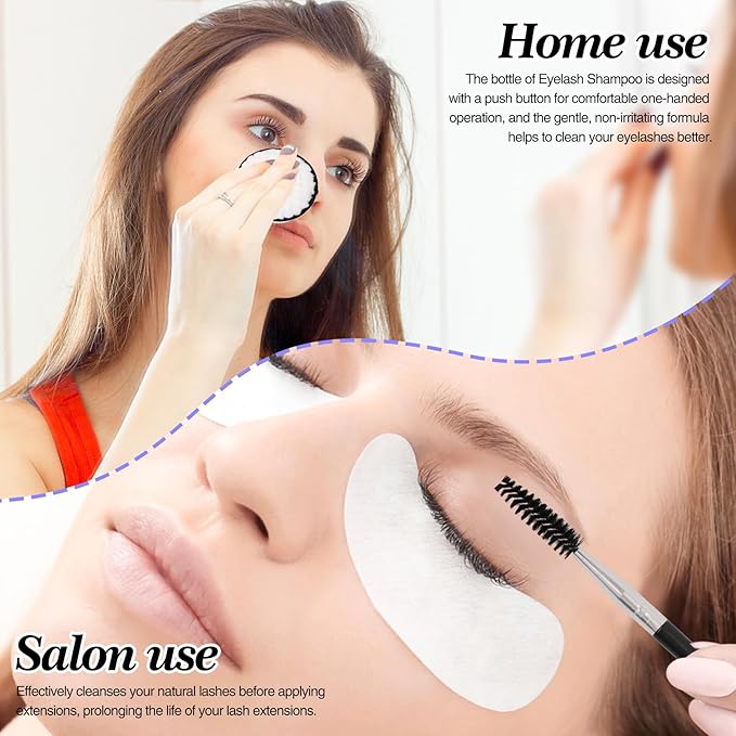 LZM Lash Shampoo for Lash Extensions 60Ml21 FLOZ Eyelash Shampoo with Lash Brush Lash Cleanser Paraben Oil Free Eyelash Cleanser for Eyelash Extensions for Salon and Home Use - Image 5