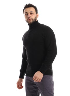 Andora Stitching Around The Neck Zipper Detail Black Sweater  - Image 3