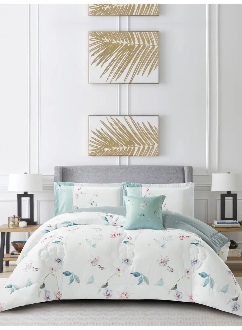Donetella Bedding Comforter Set, King Size 250x230cm - 4-Pcs Digital Print Quilted Bed Set, Microfiber Fabric - 1 Comforter, 2 Pillow Shams,1 Cushion Cover.