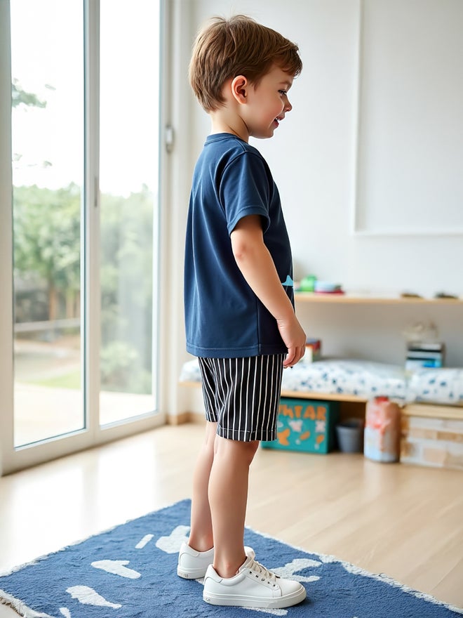 Take Two Take Two Kids 2pcs Navy Blue T-Shirt & Shorts Set - Regular Fit Sets  - Image 1