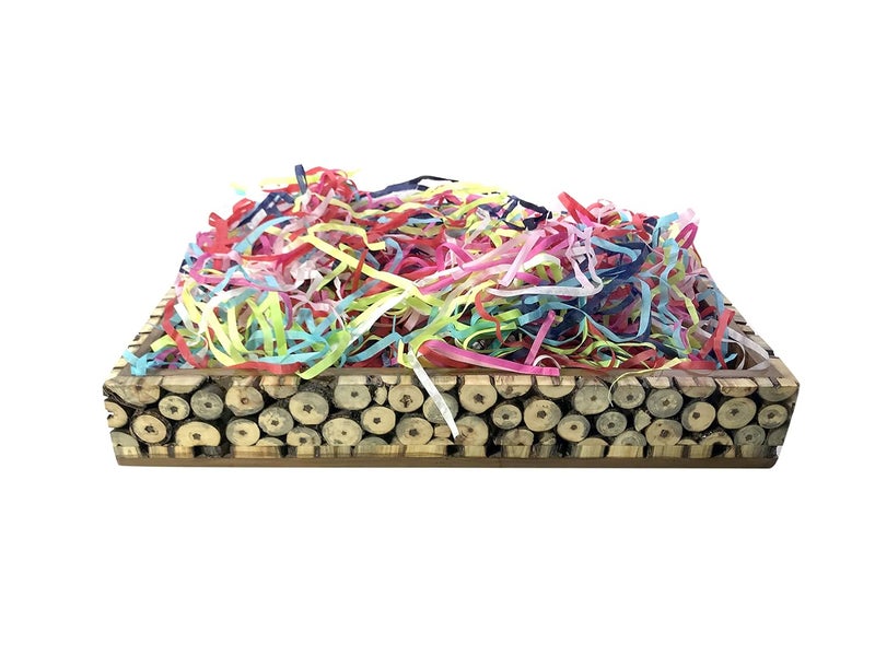 ECO SARRAS Colourful shredded crinkle paper grass strips reusable recycled eco friendly packaging material Diwali gift fillers wedding gift hampers product packaging premium shreds 100 GRAMS  - Image 3